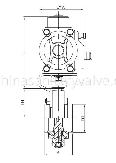 Hygienic Aluminium Pneumatic Butterfly Valve Weld 3A SMS ISO